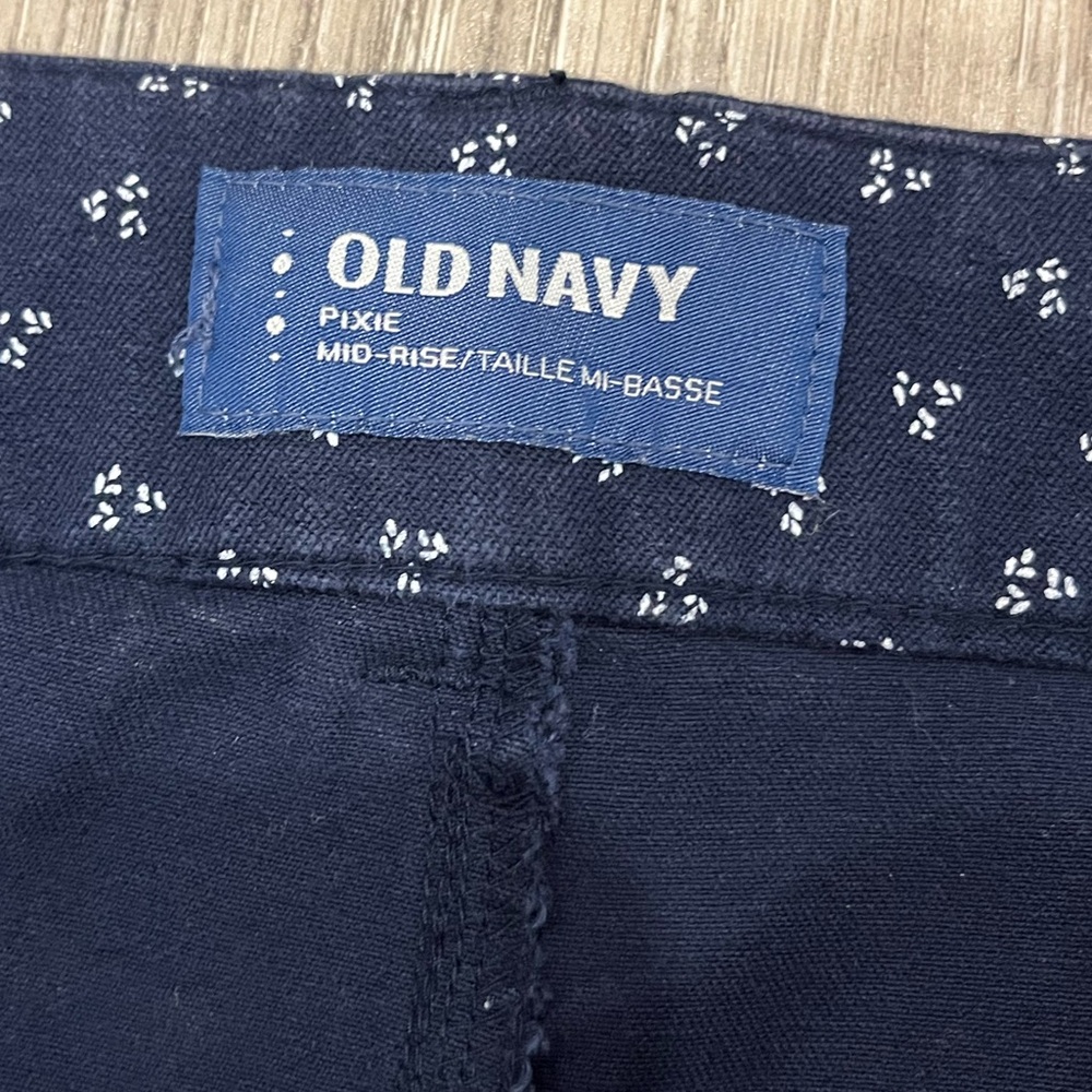 Old Navy Pixie Navy Blue Patterned Pants Mid Rise… - image 3